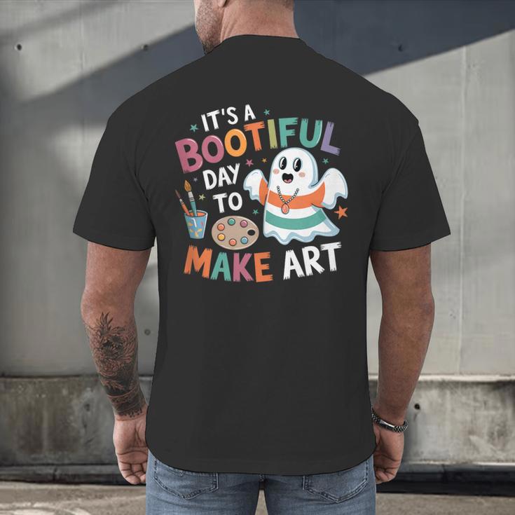 Cute Ghost Book Halloween Spooky Boo School Art Teacher Men's Back Print T-Shirt Cute Ghost Book Halloween Spooky Boo School Art Teacher Men's Back Print T-Shirt
