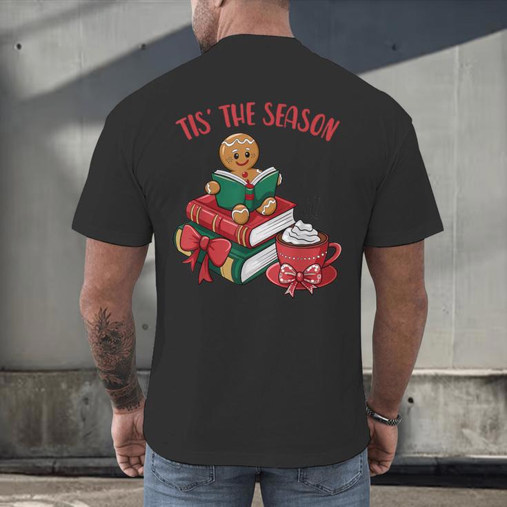 Cute Gingerbread Man Reading Book Nerd Christmas Bookish Men's Back Print T-Shirt Cute Gingerbread Man Reading Book Nerd Christmas Bookish Men's Back Print T-Shirt