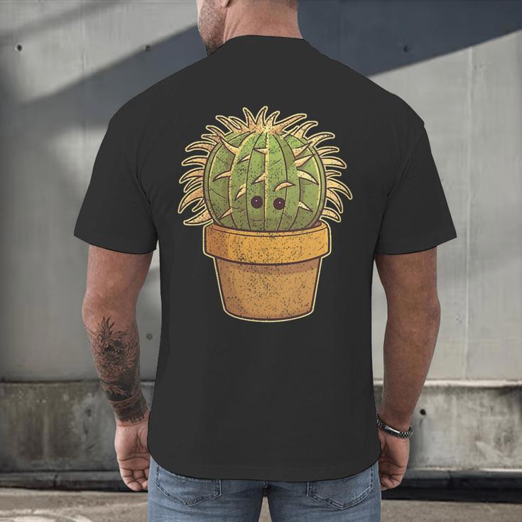 Cute Golden Barrel Cactus Introvert Distressed Men's Back Print T-Shirt