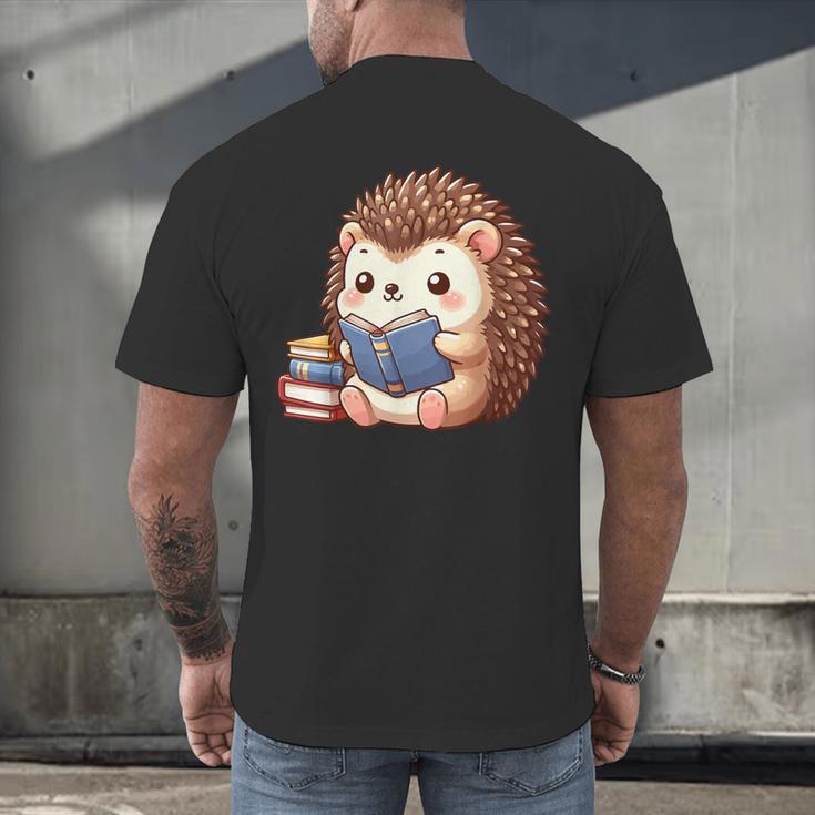 Cute Hedgehog Book Lover Readers Animal Reading Men's Back Print T-Shirt Cute Hedgehog Book Lover Readers Animal Reading Men's Back Print T-Shirt