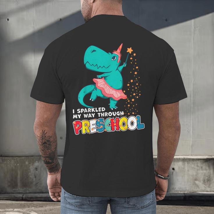 Cute Magical Ballerina Dino Unicorn Preschool Graduation Men's Back Print T-Shirt