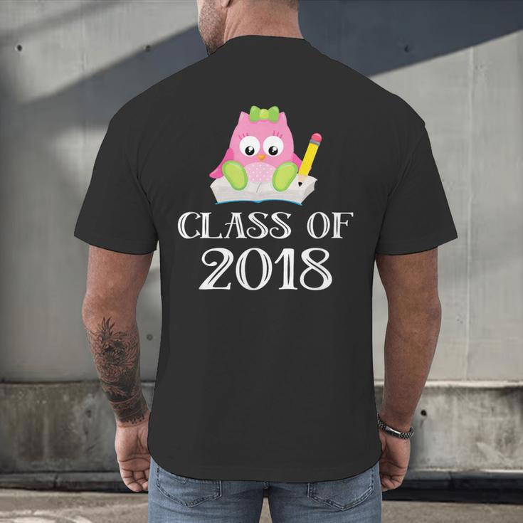 Cute Pink School Owl Class Of 2018 Graduation Men's Back Print T-Shirt