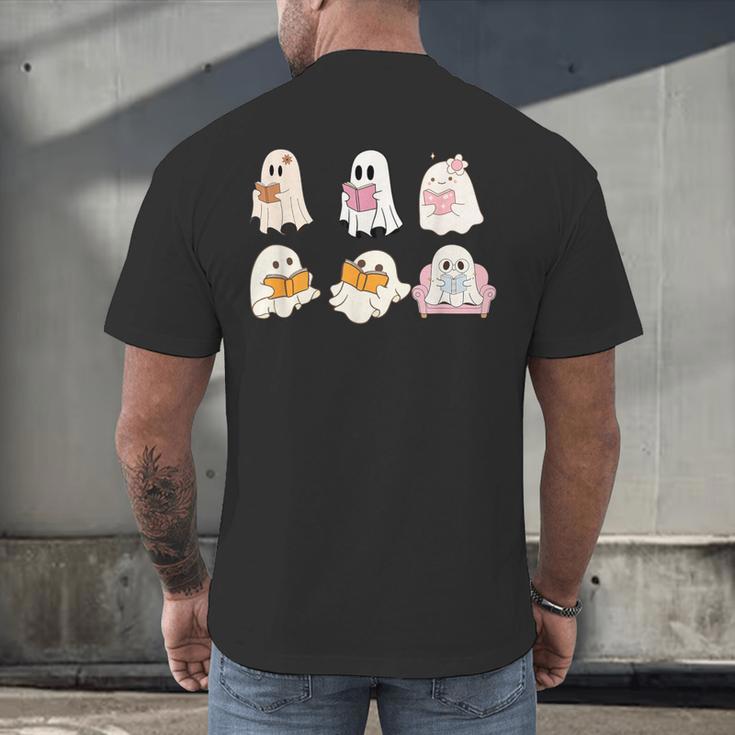 Cute Spooky Reading Book Halloween Fall Ghost Autumn Men's Back Print T-Shirt