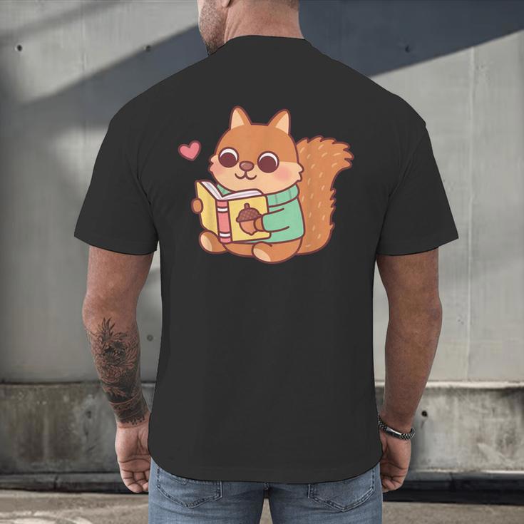 Cute Squirrel Reading A Book Lovers Anime Kawaii Women Kids Men's Back Print T-Shirt Cute Squirrel Reading A Book Lovers Anime Kawaii Women Kids Men's Back Print T-Shirt