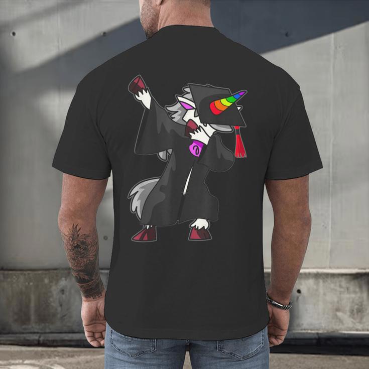 Dabbing Unicorn Cap And Gown Graduate 2021 Graduation Day Men's Back Print T-Shirt