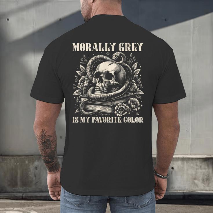 Dark Romance Book Villain Morally Grey Is My Favorite Color Men's Back Print T-Shirt