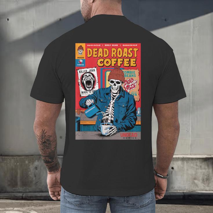 Dead Roast Coffee Comic Book Cover Style Skeleton Barista Men's Back Print T-Shirt
