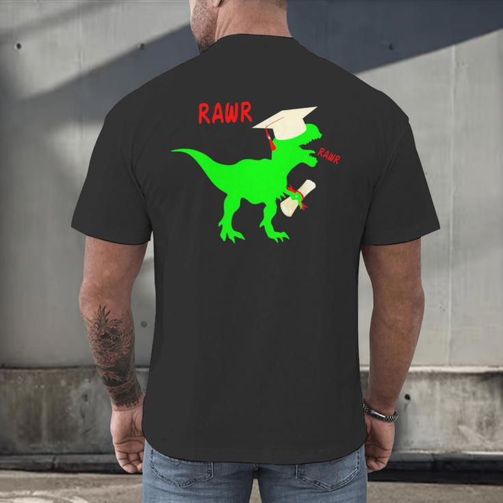 Dinosaur Rawr Diploma Grad Graduate Graduation Men's Back Print T-Shirt