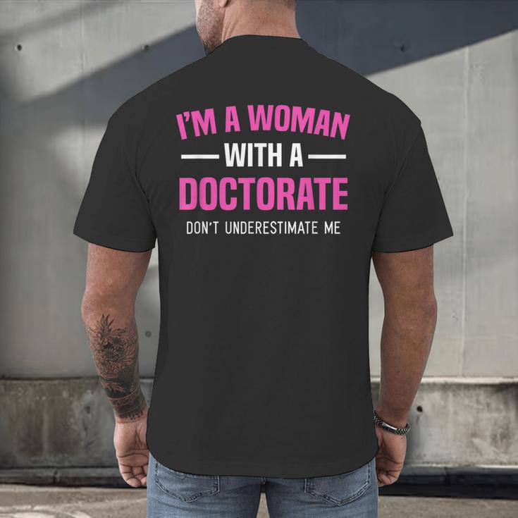 Doctoral Degree Graduation Woman With a Doctorate Men's Back Print T-Shirt