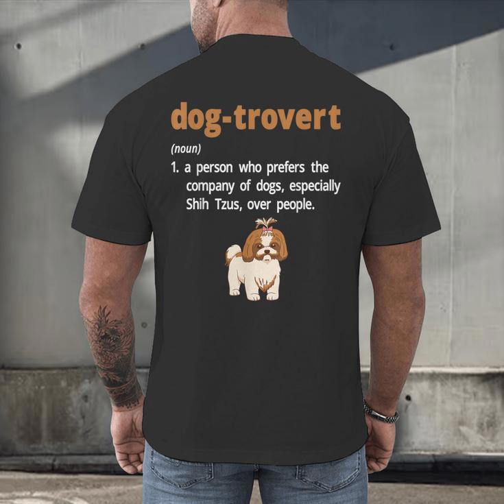 Dog-Trovert Shih Tzu Humor Definition Introvert Men's Back Print T-Shirt