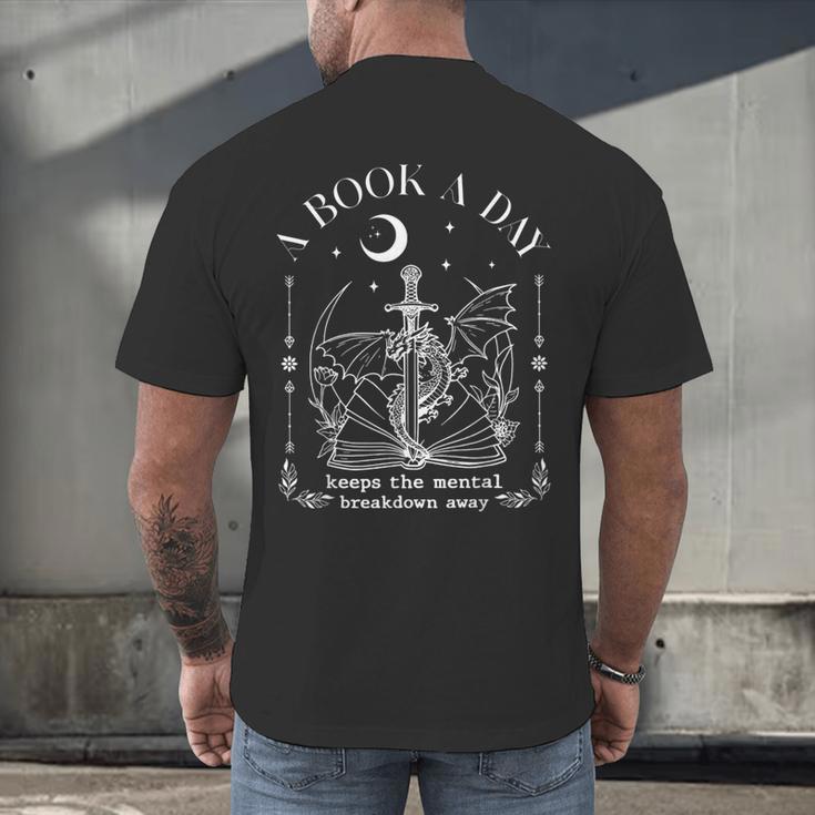 Dragon A Book A Day Keeps The Mental Breakdown Away Men's Back Print T-Shirt