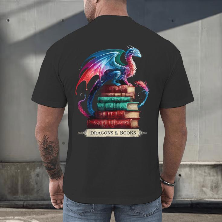 Dragons And Books Dragonworm Book Lover Reading Men's Back Print T-Shirt