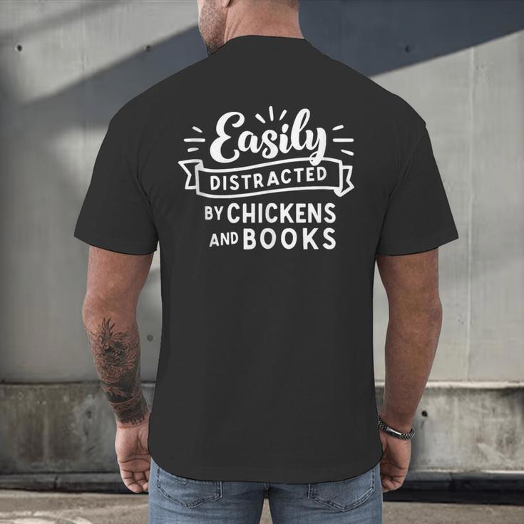 Easily Distracted By Chickens And Books Farm Men's Back Print T-Shirt