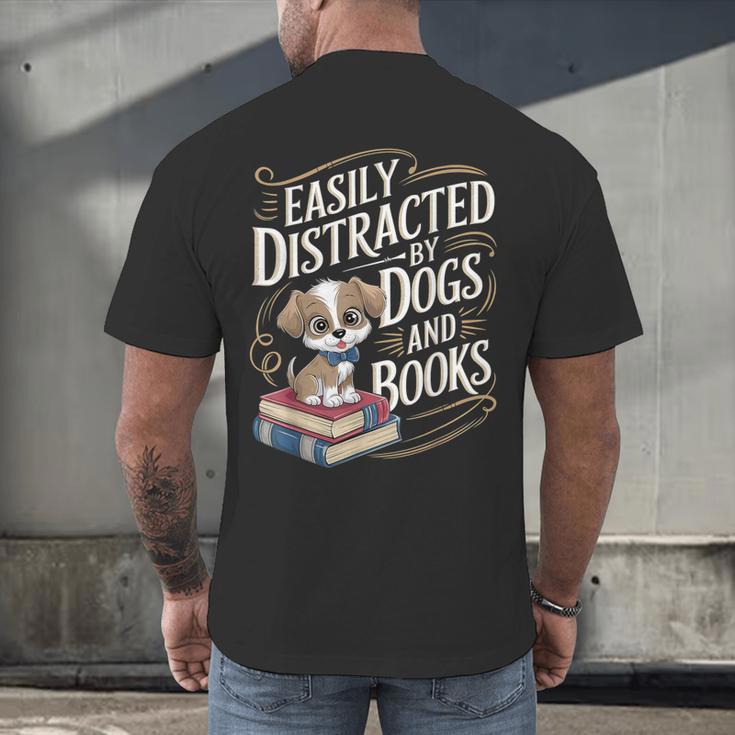 Easily Distracted By Dogs And Books Reader Animal Dog Men's Back Print T-Shirt