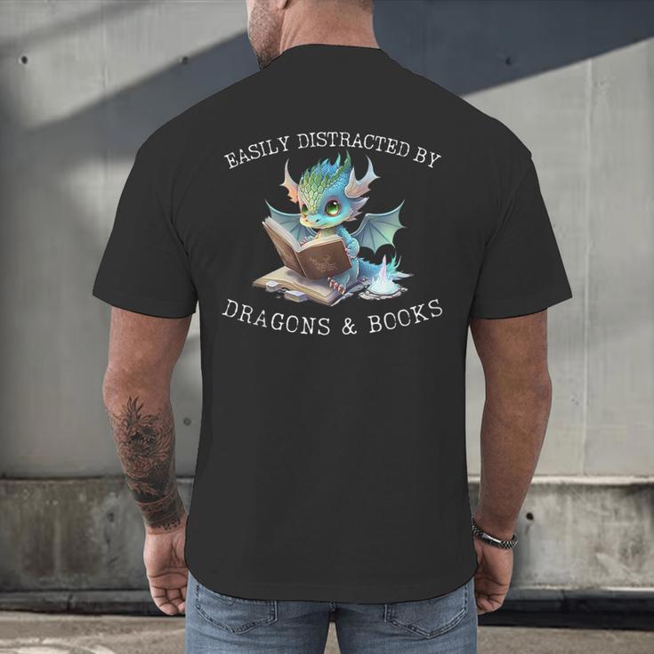 Easily Distracted By Dragons And Books Introvert Shirt Men's Back Print T-Shirt Easily Distracted By Dragons And Books Introvert Shirt Men's Back Print T-Shirt