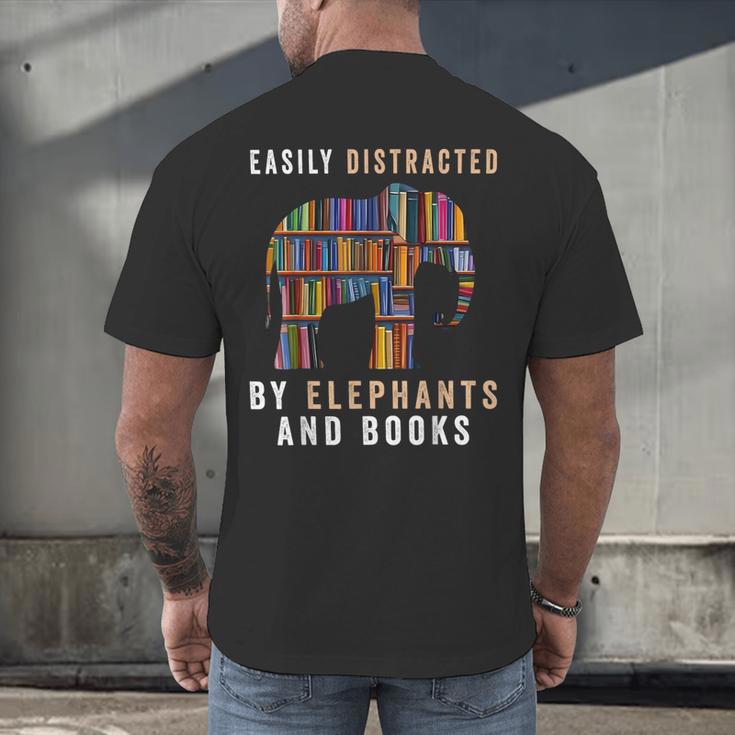 Easily Distracted By Elephants And Books Elephant Men's Back Print T-Shirt