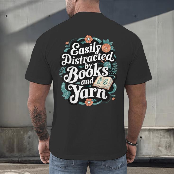 Easily Distracted By Yarn And Books Men's Back Print T-Shirt
