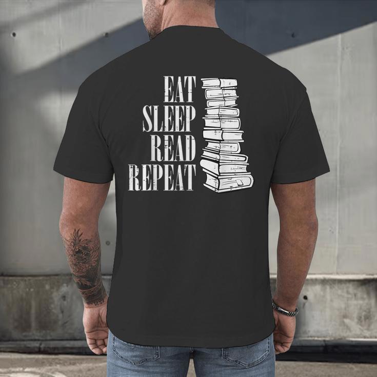 Eat Sleep Read Repeat Reading Book Librarian Men Women Kids Men's Back Print T-Shirt