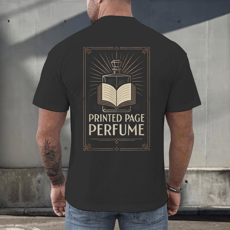 Printed Page Perfume Book Lover Saying Men's Back Print T-Shirt Printed Page Perfume Book Lover Saying Men's Back Print T-Shirt