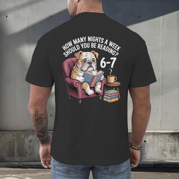 English Bulldog Dog Reading Book 67 Six Seven Meme Men's Back Print T-Shirt
