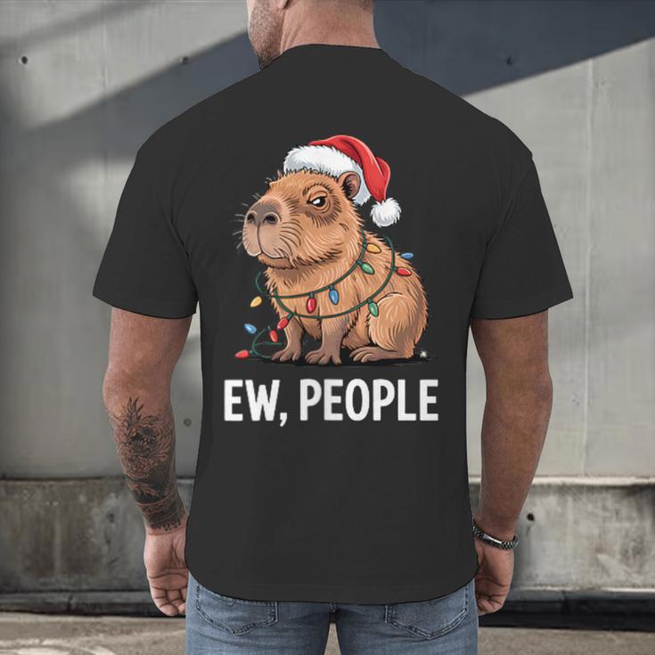 Ew People Capybara Christmas Lights Introvert Humor Men's Back Print T-Shirt Ew People Capybara Christmas Lights Introvert Humor Men's Back Print T-Shirt
