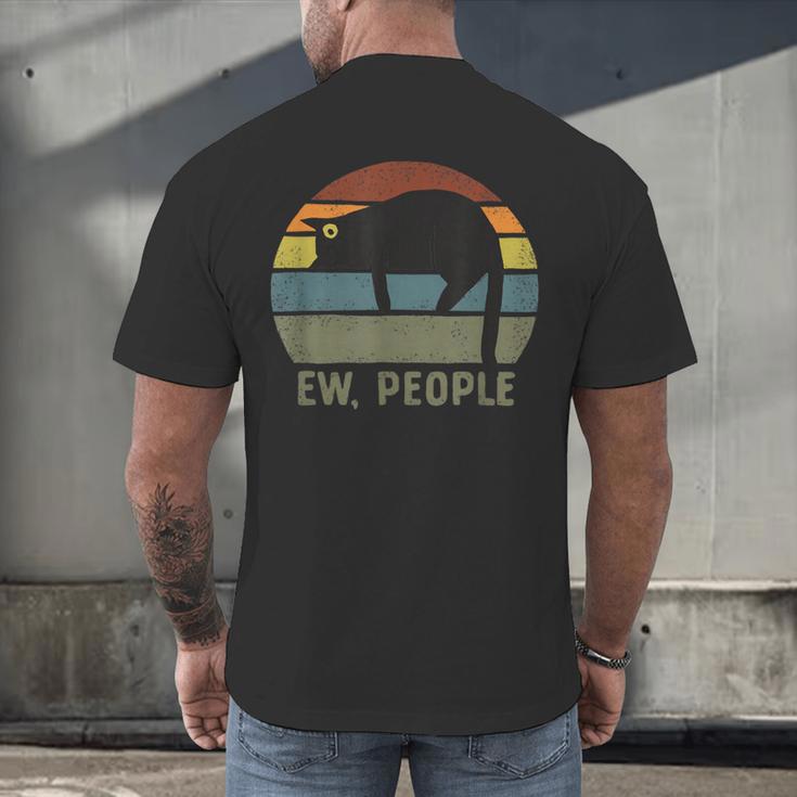 Ew People Cat Lazy Introvert Anti Social Men's Back Print T-Shirt