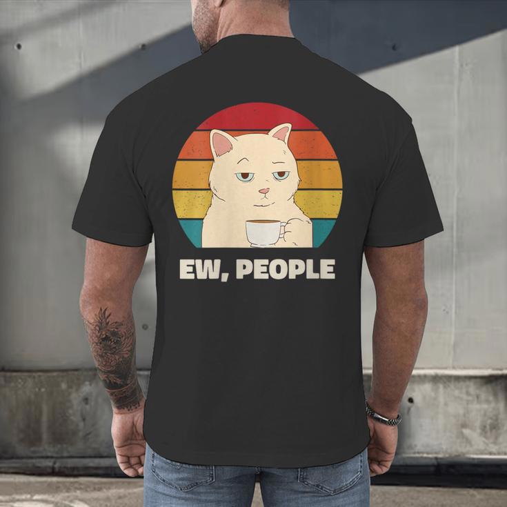 Ew People Introvert Cat Lover Crazy Colorful Cat Lady Men's Back Print T-Shirt