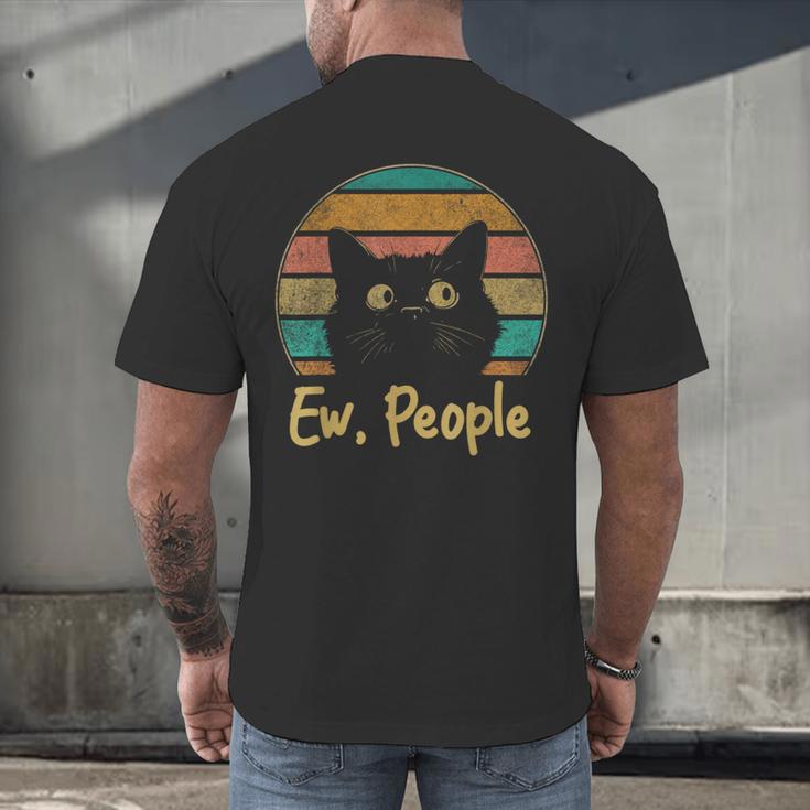 Ew People Retro Cat Lover Social Introvert Men's Back Print T-Shirt
