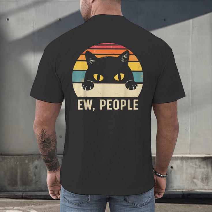 Ew People Retro Cat Vintage Anti-Social Introvert Men's Back Print T-Shirt