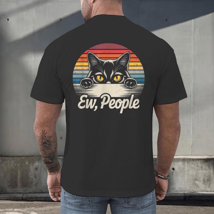 Ew People Retro Cat Vintage Anti Social Introvert Men's Back Print T-Shirt