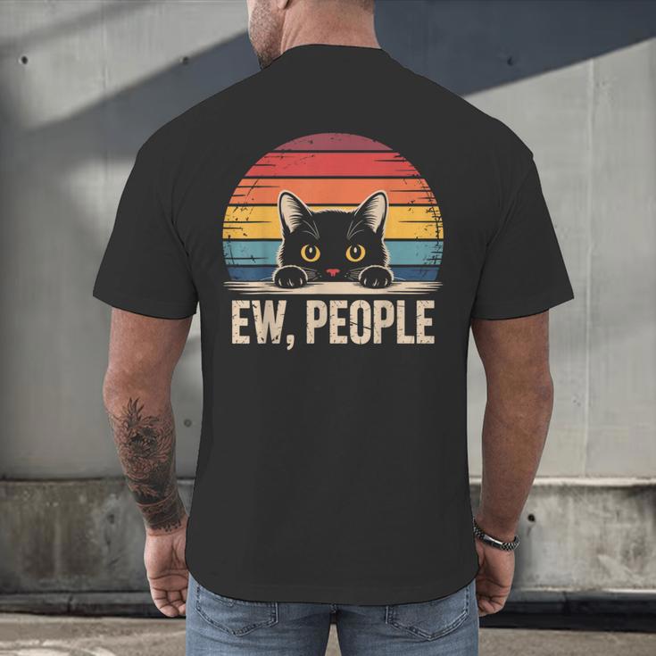 Ew People Retro Vintage Anti Social Cat Introvert Men's Back Print T-Shirt