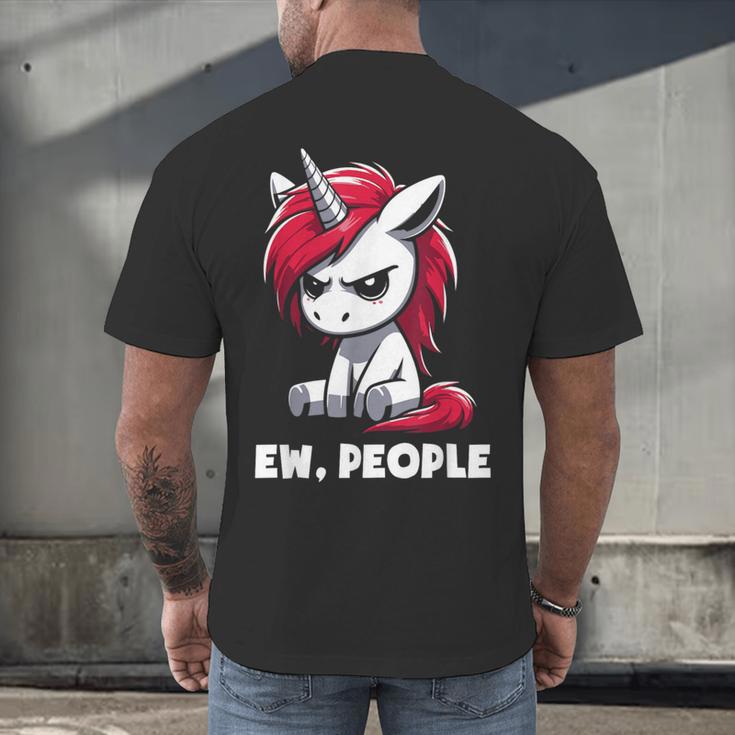 Ew People Unicorn Sarcastic Humor Introvert Men's Back Print T-Shirt Ew People Unicorn Sarcastic Humor Introvert Men's Back Print T-Shirt