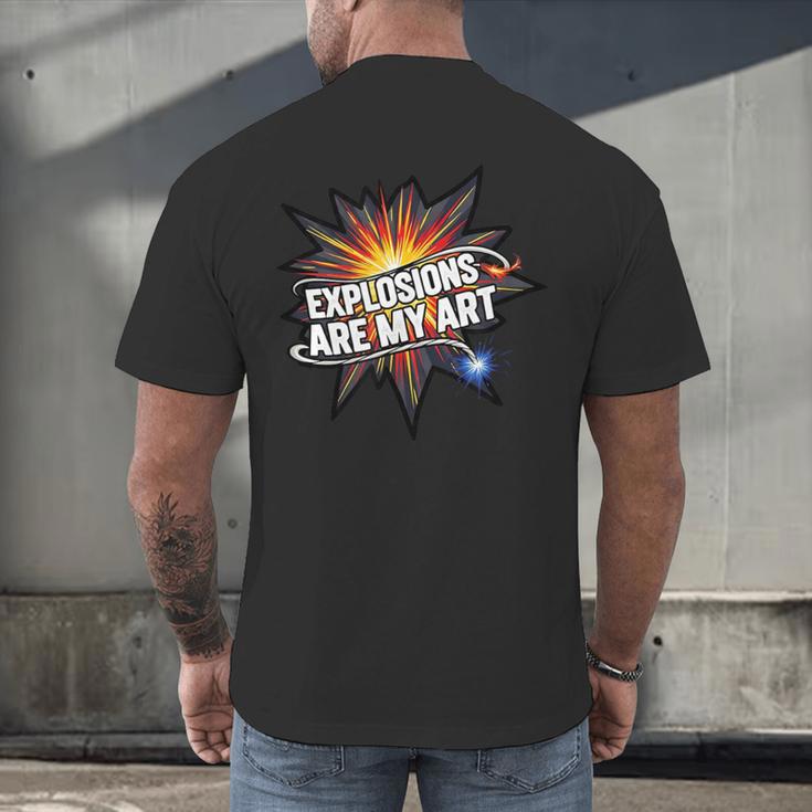 Explosions Are My Art Comic Book Boom Men's Back Print T-Shirt