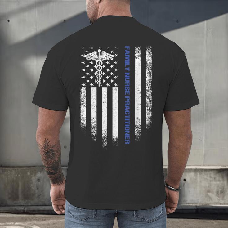 Family Nurse Practitioner Flag FNP Nursing Graduation Men's Back Print T-Shirt