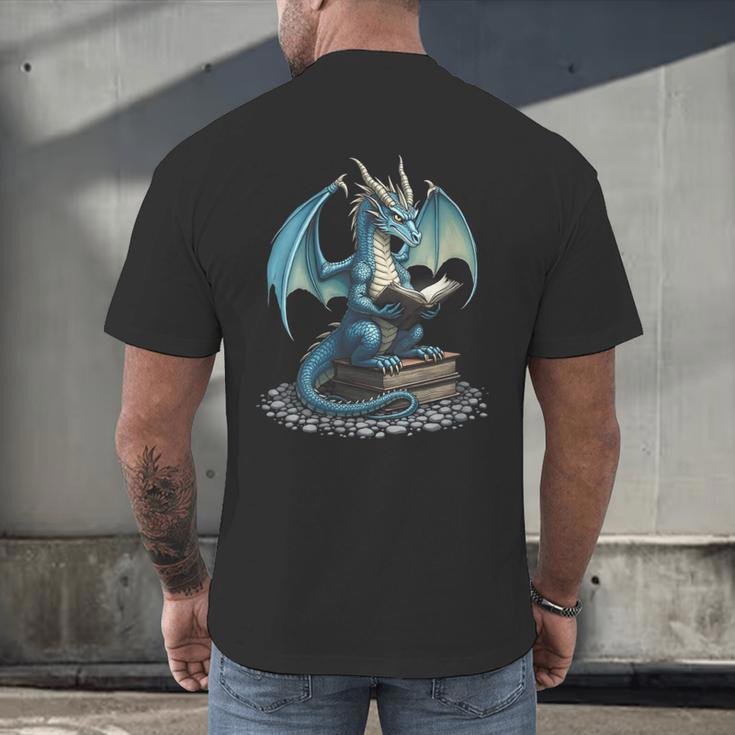 Fantasy Dragon Reading Magical Book Lover Halloween Vibes Men's Back Print T-Shirt