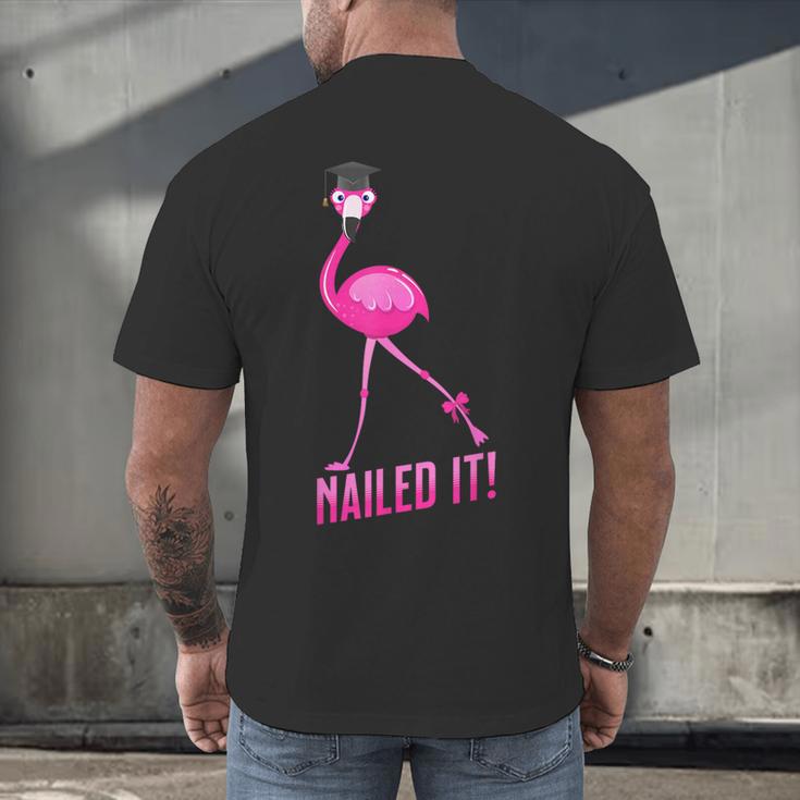 Flamingo Nailed It Graduation Flamingo Men's Back Print T-Shirt