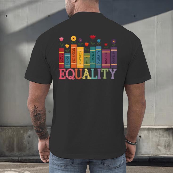 Floral Flower Book Equality Human Rights Women's Rights Men's Back Print T-Shirt