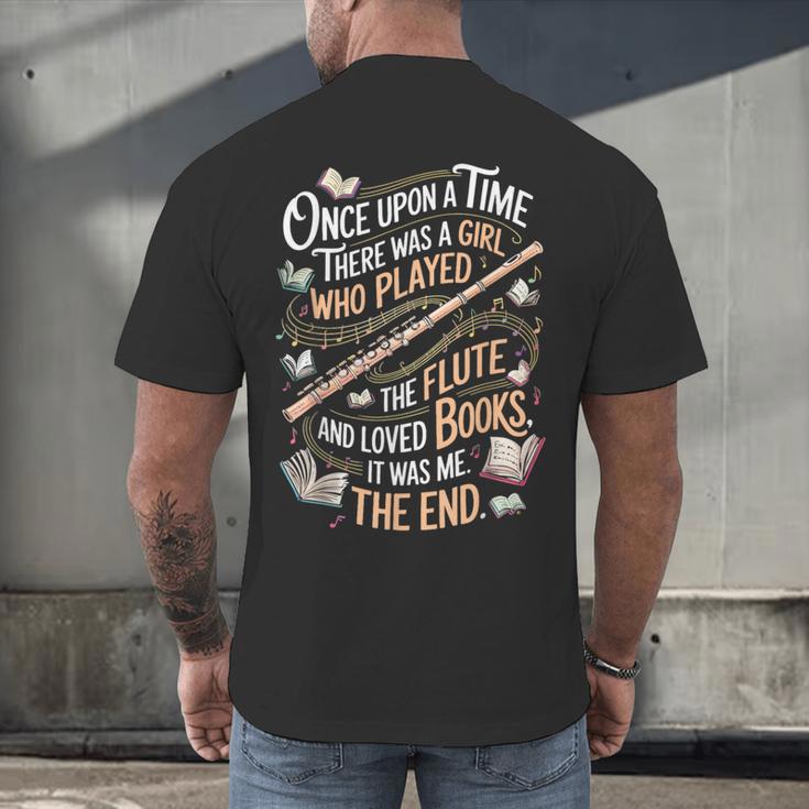 Flute And Books Marching Band Musician Flutist Flute Player Men's Back Print T-Shirt