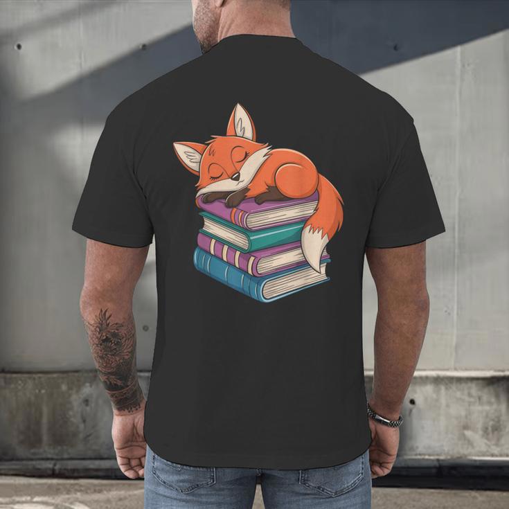 Fox Reading Book Pajama Sleep Men's Back Print T-Shirt Fox Reading Book Pajama Sleep Men's Back Print T-Shirt