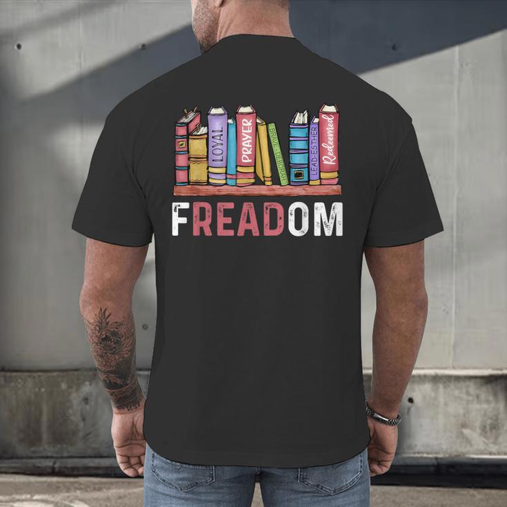 Freadom Anti Ban Books Freedom To Read Book Lover Reading Men's Back Print T-Shirt Freadom Anti Ban Books Freedom To Read Book Lover Reading Men's Back Print T-Shirt