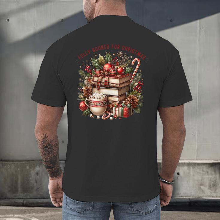 Fully Booked For Christmas Cozy Holiday Books Winter Reading Men's Back Print T-Shirt