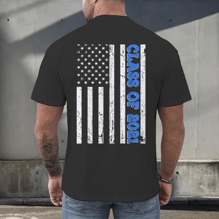 Funny Class Of 2021 American Flag Senior Graduation Men's Back Print T-Shirt