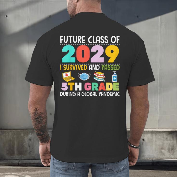Future Class Of 2029 I Survived Passed 5th Grade Graduation Men's Back Print T-Shirt