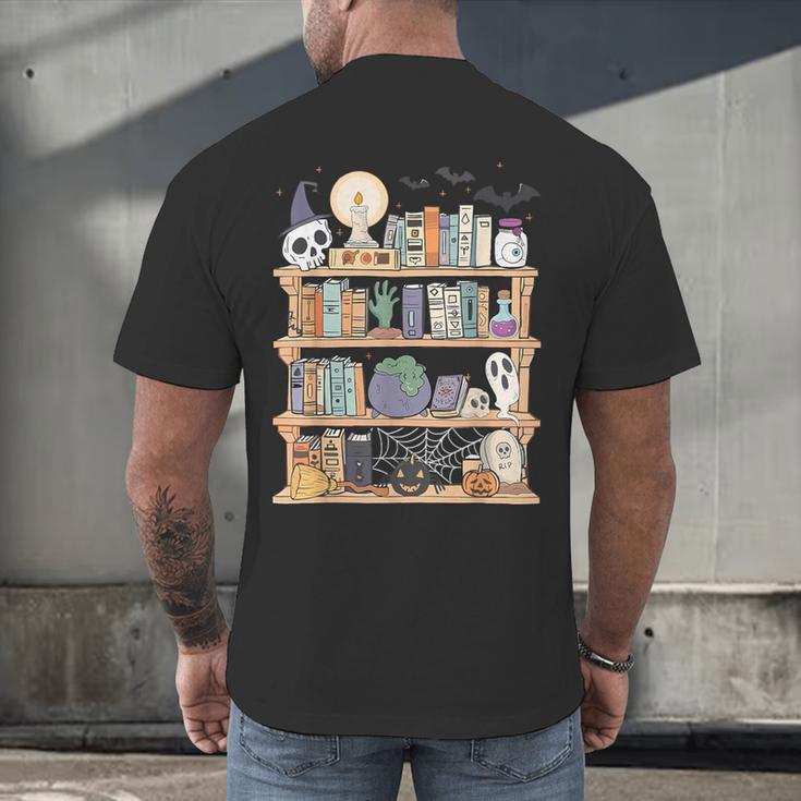 Ghost Book Reading Books Lover Teacher Happy Halloween Men's Back Print T-Shirt Ghost Book Reading Books Lover Teacher Happy Halloween Men's Back Print T-Shirt