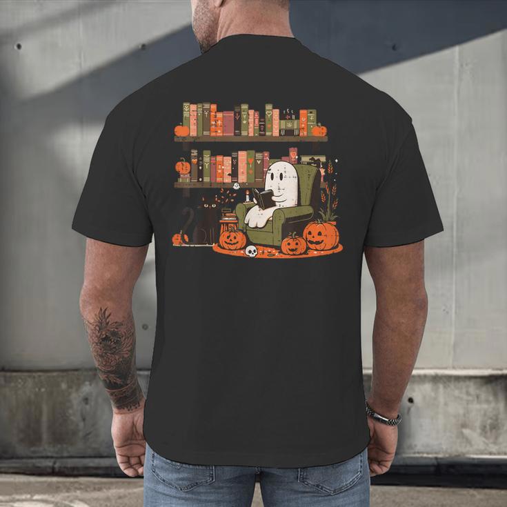 Ghost Library Reading Books Halloween Men Women Kids Men's Back Print T-Shirt