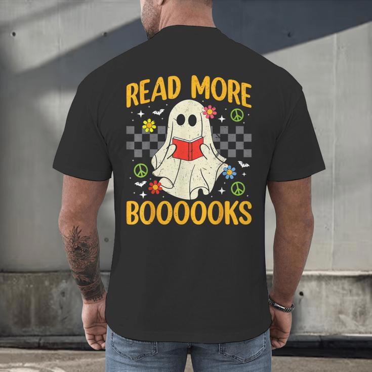 Ghost Reading Books Teacher Student Halloween Read More Book Men's Back Print T-Shirt