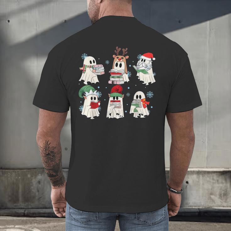 Ghost Santa Elf Squad Read Books Bookish Librarian Christmas Men's Back Print T-Shirt