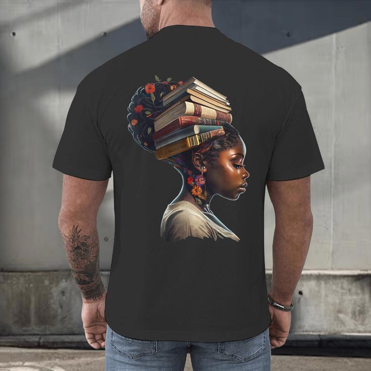 Girl Crown Of Books African Teacher Black History BHM Men's Back Print T-Shirt