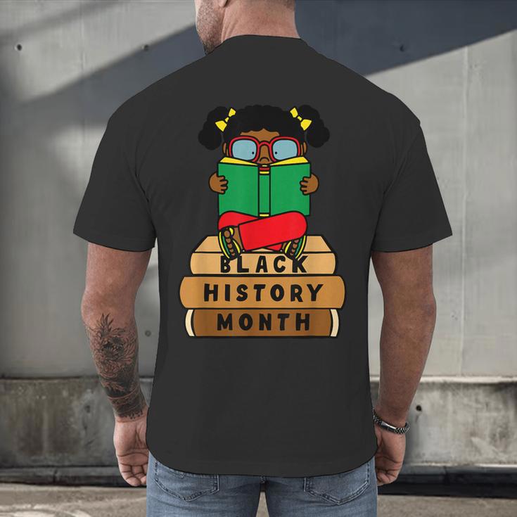 Girl Kid Reading Book Black History Month Bookworm Men's Back Print T-Shirt Girl Kid Reading Book Black History Month Bookworm Men's Back Print T-Shirt