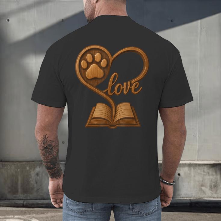 Girl Who Loves Dogs & Books Heart Dog Lover Reader Reeding Men's Back Print T-Shirt Girl Who Loves Dogs & Books Heart Dog Lover Reader Reeding Men's Back Print T-Shirt